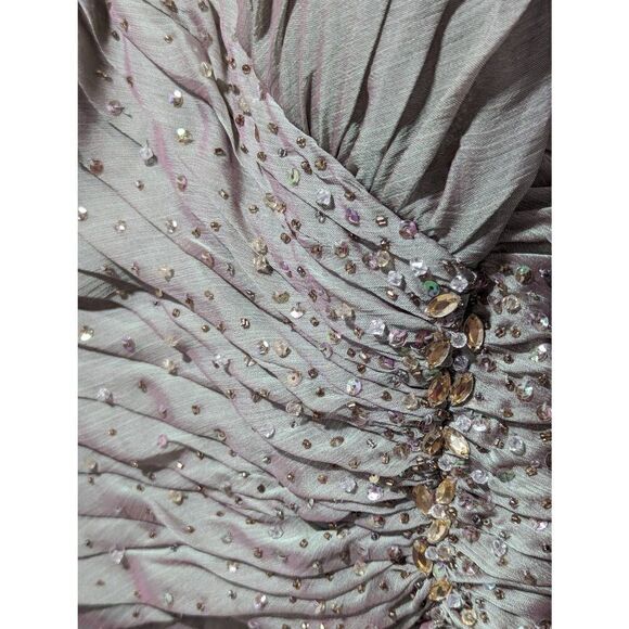 Ignite Evenings by Carol Lin Womens Iridescent Green Sequin Gown & Jacket 8 NWT - Picture 3 of 12